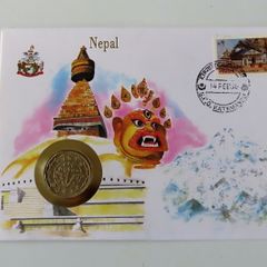 Nepal 1970's coin stamp cover