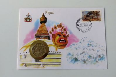 Nepal 1970's coin stamp cover