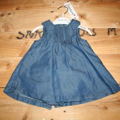 BABALUNO baby girl NEW denim dress and nappy cover 0-3 months