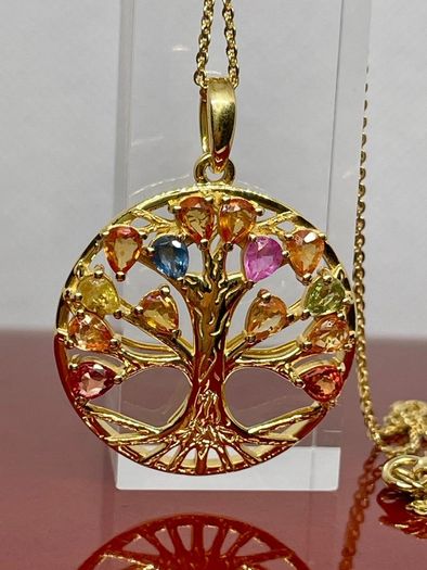 Sapphire Pendant with Chain (Size 20) in Yellow Gold Plated Sterling Silver 2.78 Ct.