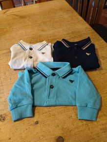Boys Next 3 polo shirts, 1 long sleeve, 2 short sleeve. 3/6 months, like new
