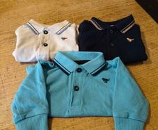 Boys Next 3 polo shirts, 1 long sleeve, 2 short sleeve. 3/6 months, like new