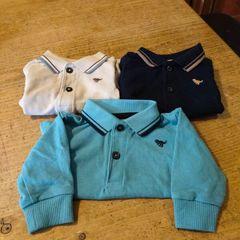 Boys Next 3 polo shirts, 1 long sleeve, 2 short sleeve. 3/6 months, like new