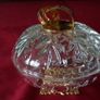 Killarney Crystal Cut Crystal Glass Happy Anniversary Lidded Jewelry Dish / Bowl With 22 Carat Gold Cover Handle and Footed Base Finishing Made In Ireland Image 3