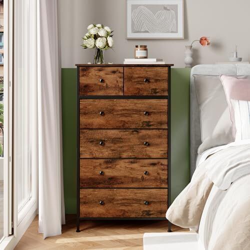 Chest of Drawers for Bedroom with 6 Drawers, Storage Cabinet Storage Unit with Fabric Drawers