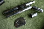 Vintage Bowmore Scotch Whiskey Leather 2 Finger Cigar And Hip Flask Holder With Cigar Cutter