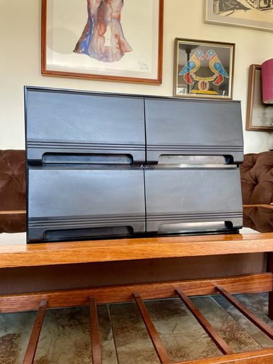 Vintage VHS VCR Cassette Holder Storage Case 40 Tapes Faux Wood Grain 1980 90s