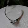 Modern Sterling Silver & Mother-of-Pearl Torque Necklace, 56.5g Image 6