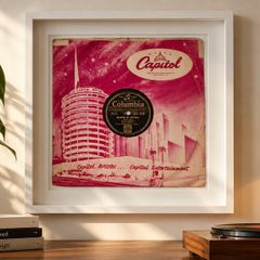 Framed Display of Vintage Capitol Records Tower Sleeve with Columbia 78 - Teddy Johnson (Beloved, Be Faithful)