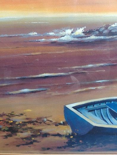 Can post! Vintage Framed Coastal Sunset Print ("A. Peters")