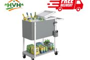 Cooler Trolley with 56 L Capacity Serving Cart with Wheels, Bottle Opener, Lower Shelf, Handle