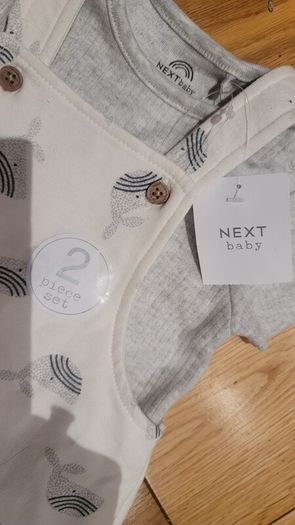 Next Baby 2-piece set cotton dungaree and t shirt Age 0 to 3 months
