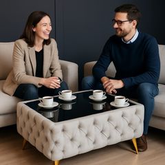 Chesterfield coffee table with glass