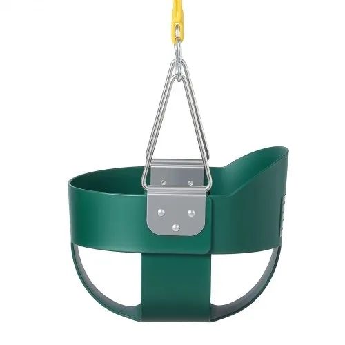 Toddler Swing 136 kg High Back Full Bucket Baby Swing Seat Green, for Outdoor & Indoor Backyard Playground, Heavy-Duty Coated Chains and Carabiners, Fully Assembled Seat for Toddlers Age 3+