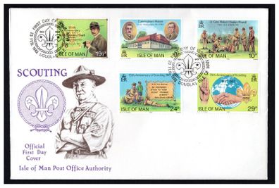 1982 Isle of Man 75th Anniversary of Boy Scout Movement and 125th Anniversary of Lord Baden Powell Commemorative Stamps on First Day Cover (FDC)