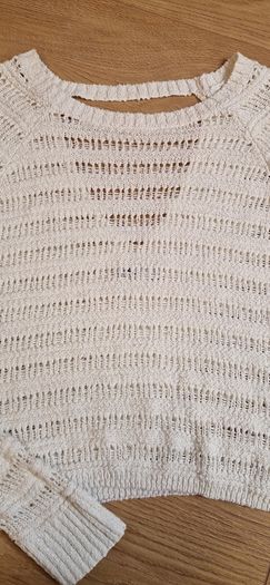 Hollister White Crochet Jumper - S