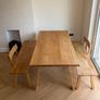 Solid oak dining table and benches Image 2