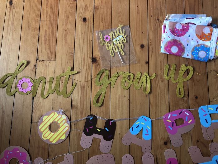 'Donut grow up' party decorations