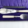 Vintage Boxed Silver Plated Set of Faux Bone Handled Fish Servers Image 2
