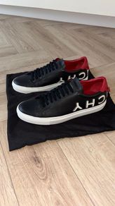 Givenchy black, white and red Urban Street logo leather sneakers