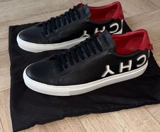 Givenchy black, white and red Urban Street logo leather sneakers