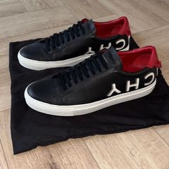 Givenchy black, white and red Urban Street logo leather sneakers