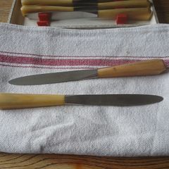 12 Stainless steel french horn-handle dinner knives