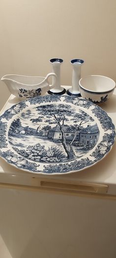 Blue and white