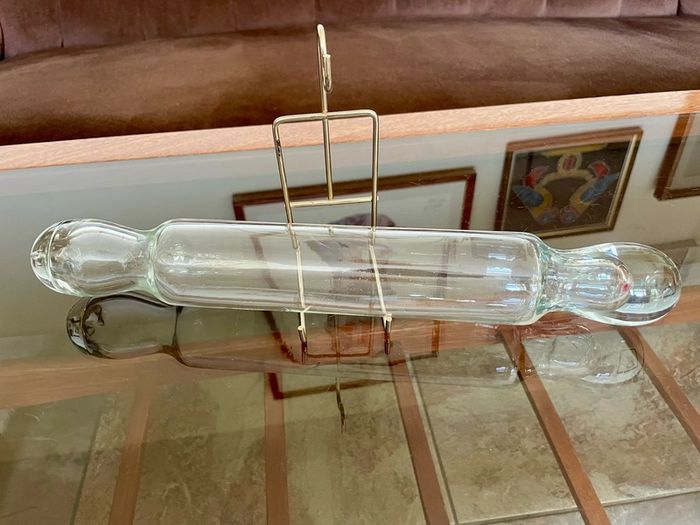 Vintage Closed Hollow Glass Pastry Rolling Pin 1920s to 1950s