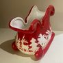 Pretty Ceramic Christmas Sleigh Flower Pot / Decoration Ceramic Hamper Image 2