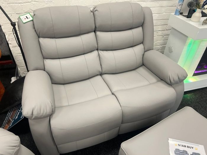 3+2 Light Grey Sorrento Leather Recliner Sofa Set