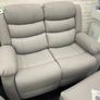3+2 Light Grey Sorrento Leather Recliner Sofa Set Image 4