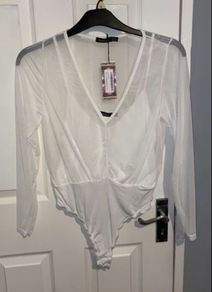 White 2in1 Mesh Bodysuit