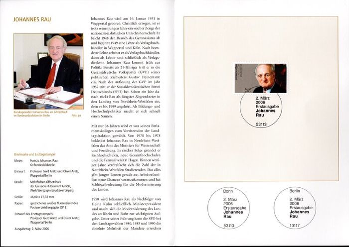 2006 Bundes Republic Deutschland (Germany) Federal Annual Stamp EFT Collection with 50 Images of contents