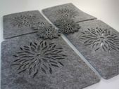 ONLY GREY Placemats and Coaster Flames Aster Flower Felt Table Mats Set of 8