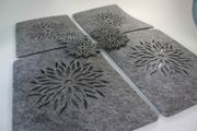 ONLY GREY Placemats and Coaster Flames Aster Flower Felt Table Mats Set of 8