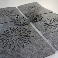 ONLY GREY Placemats and Coaster Flames Aster Flower Felt Table Mats Set of 8