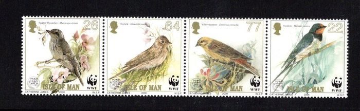 2000 Isle of Man Endangered Species Song Birds Commemorative Stamps Mint Never Hinged (MNH)