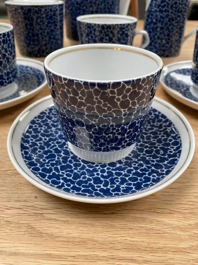 Vintage Mid-Century Stadtlengsfeld CP Porcelain Tea Set Blue Pebble