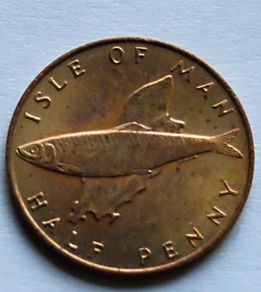 Isle of Man 1976 Bronze half a penny UNC Atlantic Herring