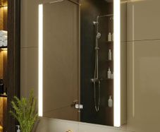 50 x 70 cm LED Lighted Bathroom Medicine Cabinet with Mirror, Defogger, Dimmer, 3 Color Light Makeup Mirror, Easy to Install, Wall Mounted Medicine Cabinet without Socket & USBs