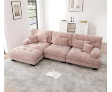 large baby pink 4 seater corner sofa