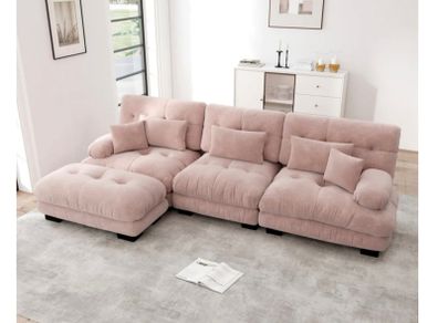 large baby pink 4 seater corner sofa