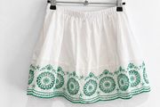 Pre Owned Primark White &amp; Green Embroidered Skort