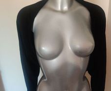 Fabuluscious black crop viscose bolero size UK14 EU42 Postage included