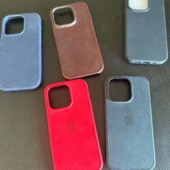 Bundle of 5 iPhone 14 Pro cases silicone and leather