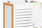 Laundry  Chest Bathroom, white lacquered; Bamboo