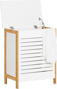 Laundry  Chest Bathroom, white lacquered; Bamboo