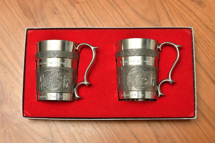 Vintage Pair of Mullingar Pewter Celtic Kells Tankards 10oz Toyota Golf Cup 1987 (Set of 2)
