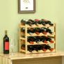 Bamboo Wine Rack for 16 Wine Bottles, 4 Shelves, 43 cm x 23.5 cm x 38 cm Natural Image 2